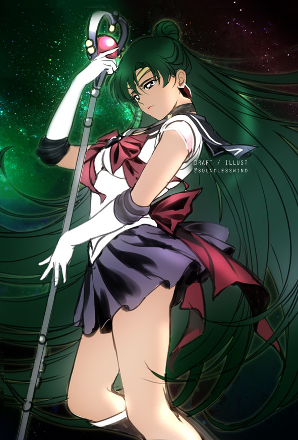 1girl, artist_name, back_bow, bangs, bishoujo_senshi_sailor_moon, black_choker, boots, bow