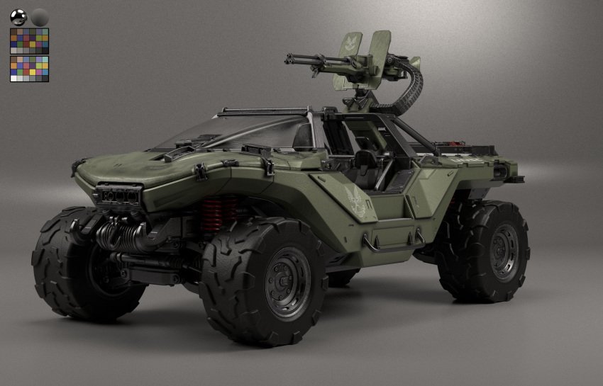 3d, alex_e, commentary, english_commentary, grey_background, ground_vehicle, gun, halo_(game)