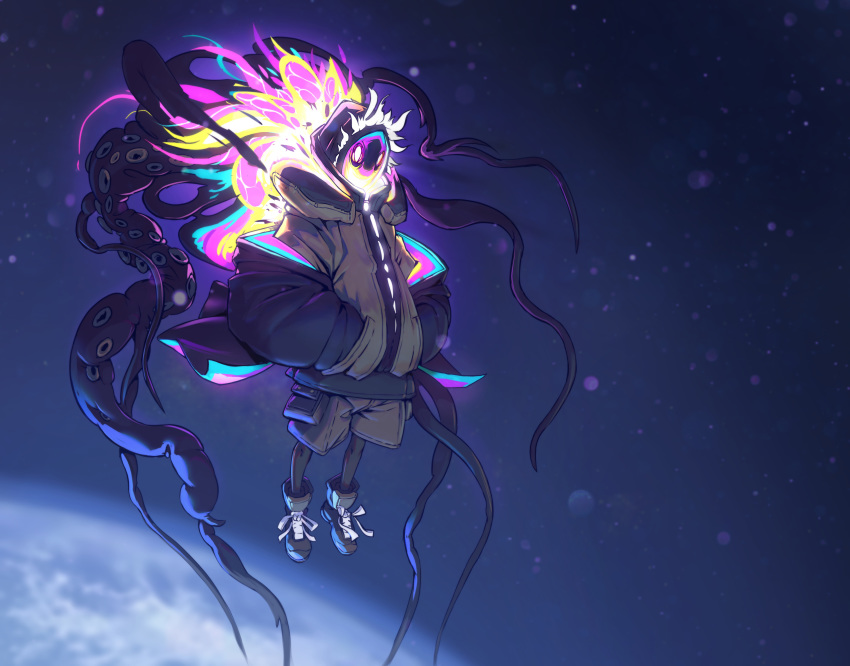 1boy, absurdres, black_footwear, black_jack_(character), black_legwear, blurry, blurry_background, eldritch_abomination