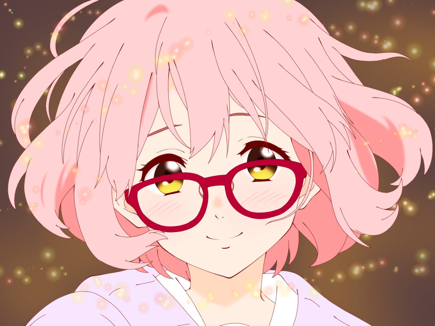 1girl, blush, commentary_request, facing_viewer, glasses, highres, kuriyama_mirai, kyoukai_no_kanata