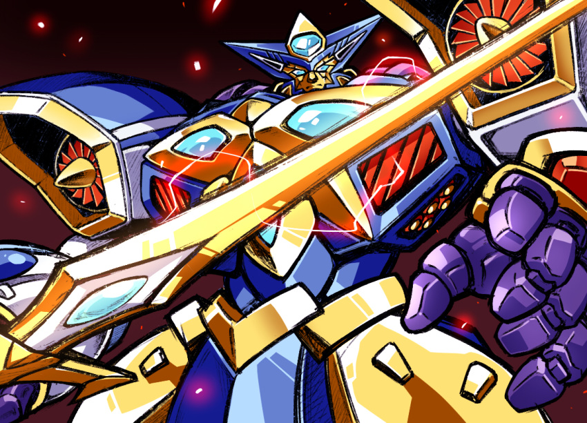 blue_eyes, embers, grungust_ichishiki, hamuten_(hmltzero), holding, holding_sword, holding_weapon, looking_at_viewer