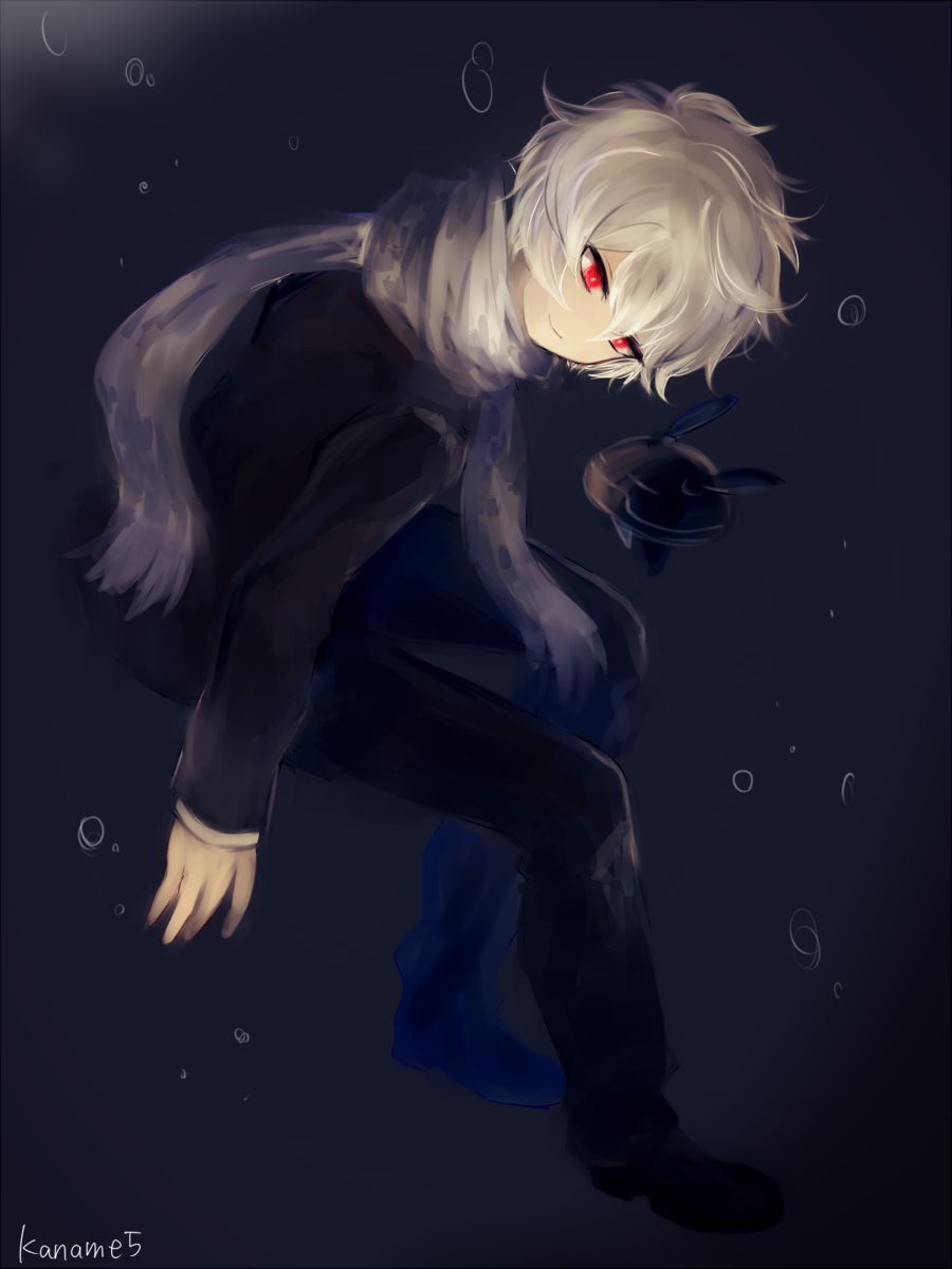 1boy, artist_name, bangs, full_body, hair_between_eyes, highres, kuga_yuuma, red_eyes