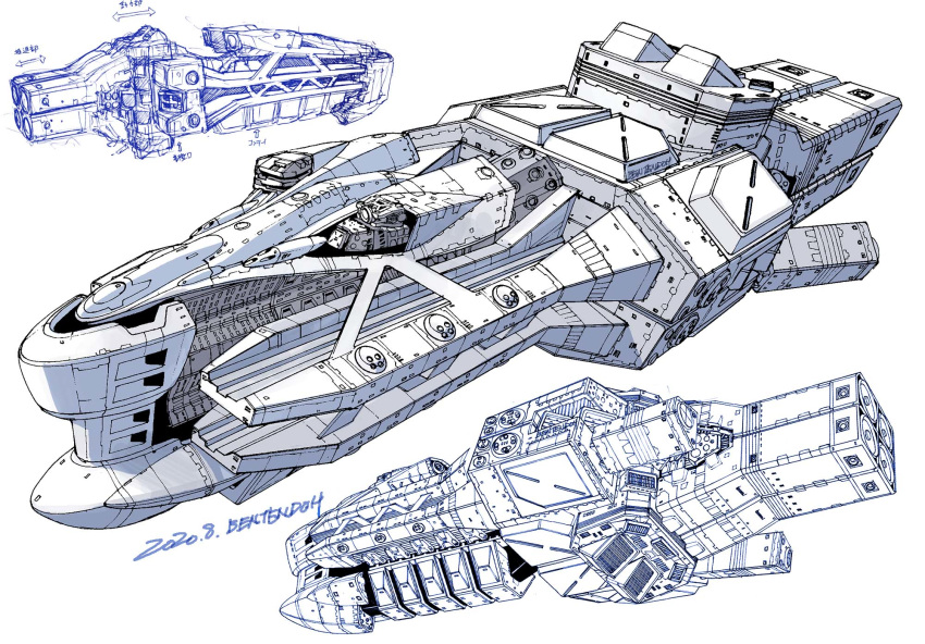 concept_art, dated, gundam, highres, lineart, measurements, monochrome, multiple_views