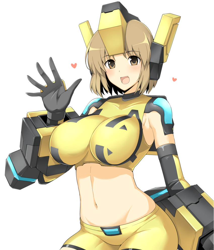 1girl, :d, absurdres, armor, armpit_crease, bangs, black_gloves, blush