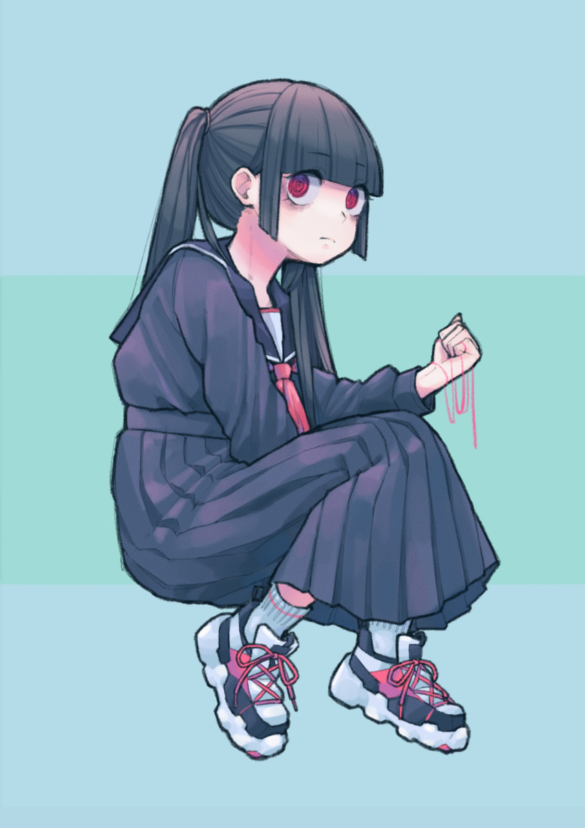 1girl, bangs, blue_background, blunt_bangs, chuo8008, eyebrows_visible_through_hair, full_body, highres