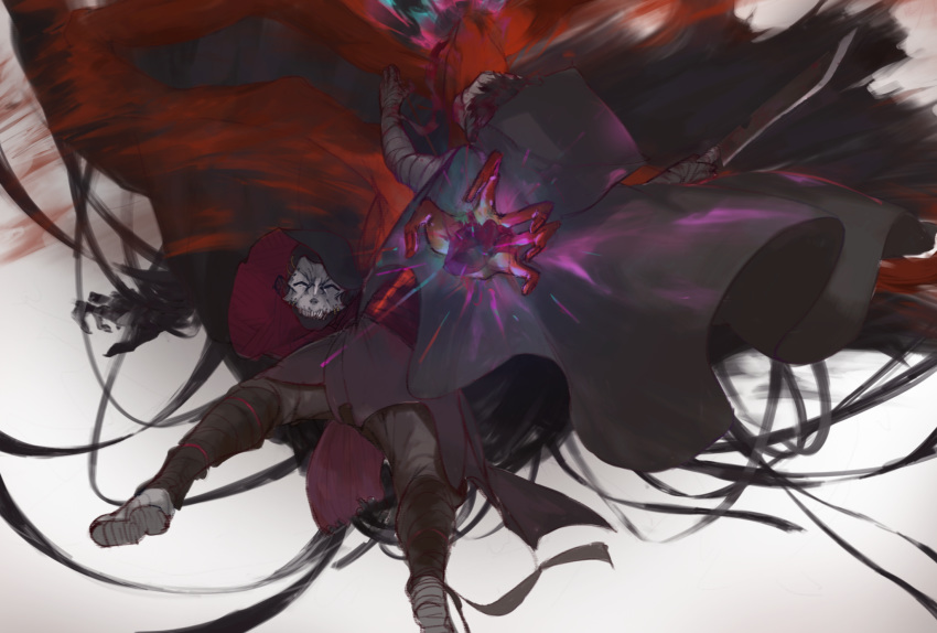 2boys, black_cloak, black_clothes, cloak, fate/grand_order, fate/stay_night, fate_(series), fighting