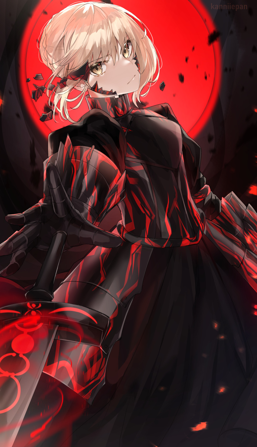 1girl, absurdres, armor, armored_dress, artist_name, artoria_pendragon_(all), blonde_hair, breastplate