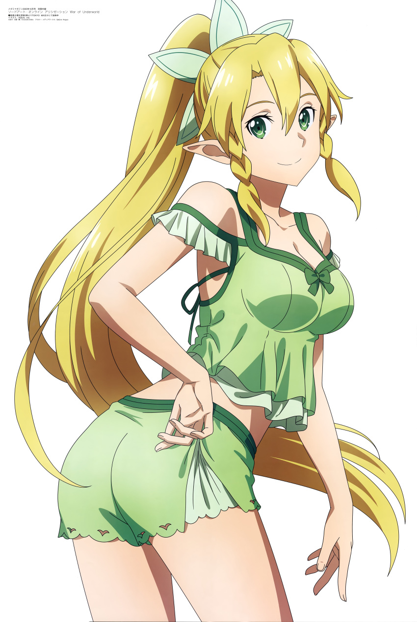 1girl, absurdres, artist_request, bare_arms, bare_legs, bare_shoulders, blonde_hair, braid
