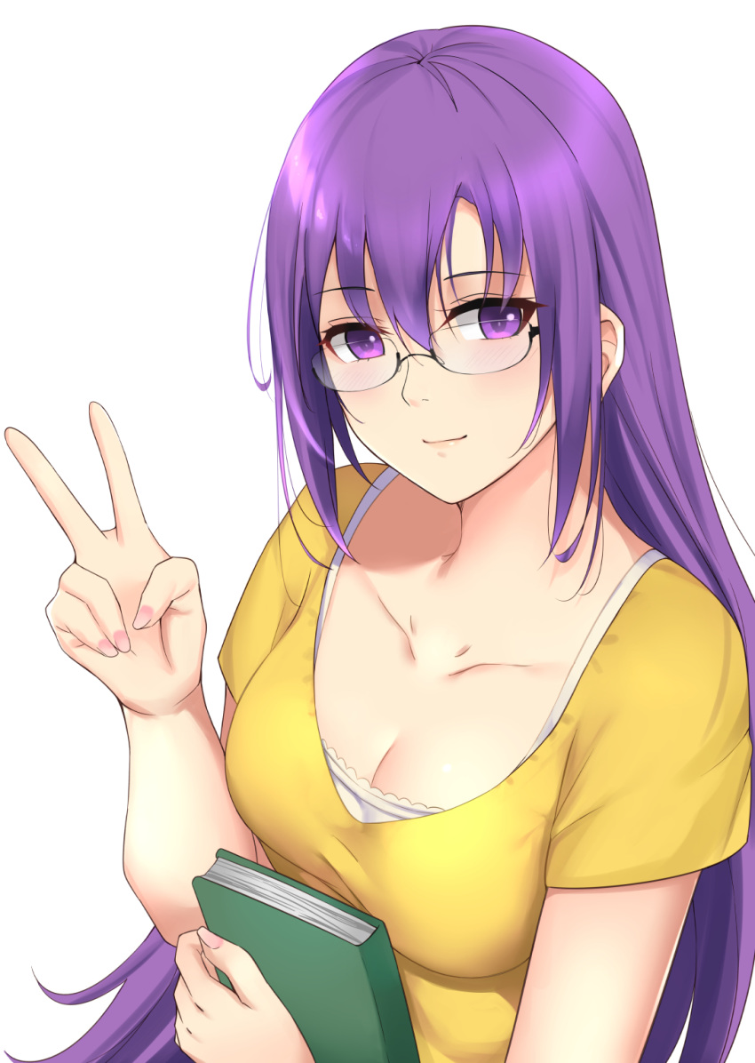 1girl, blush, book, breasts, closed_eyes, gj-bu, highres, holding