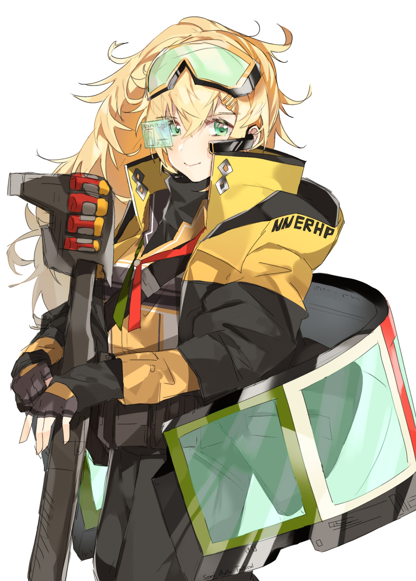 1girl, absurdres, alternate_costume, aogisa, armor, bangs, black_gloves, black_pants