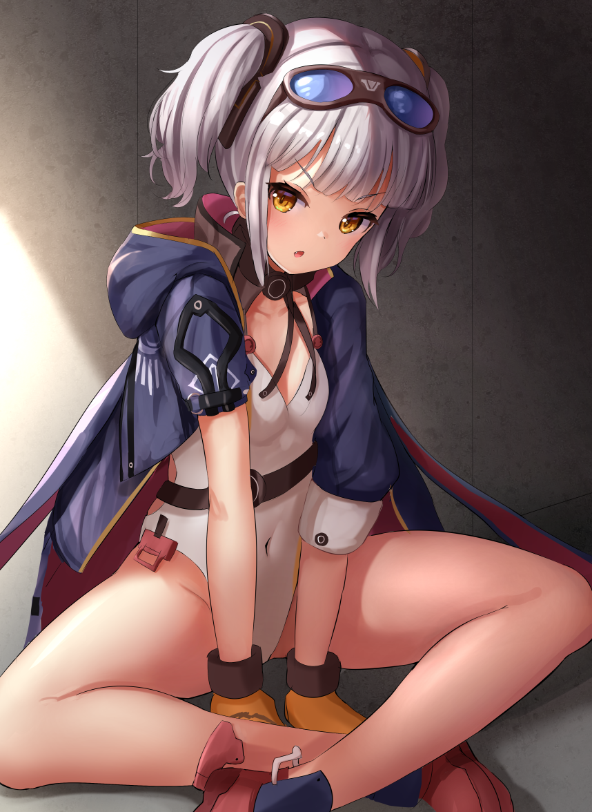 1girl, :o, against_wall, asymmetrical_sleeves, azur_lane, bangs, bare_legs, blue_jacket