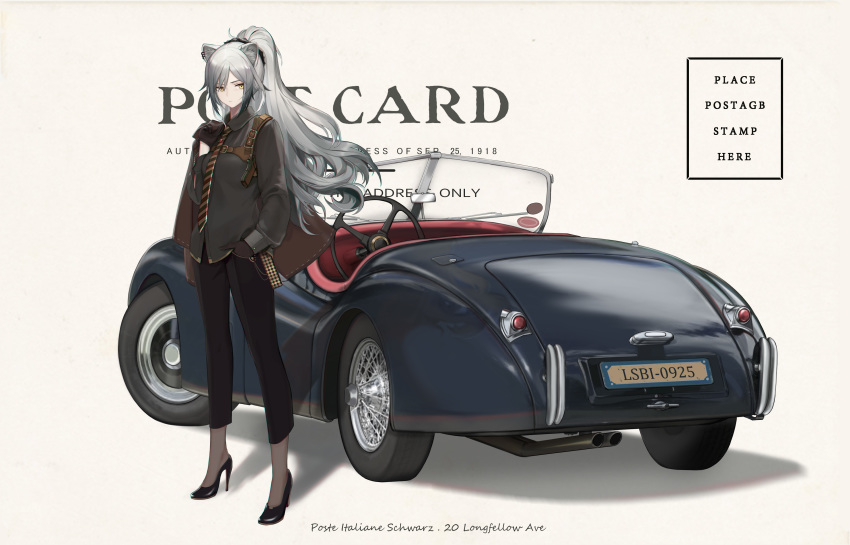 1girl, absurdres, alternate_costume, animal_ears, arknights, black_footwear, black_gloves, black_pants
