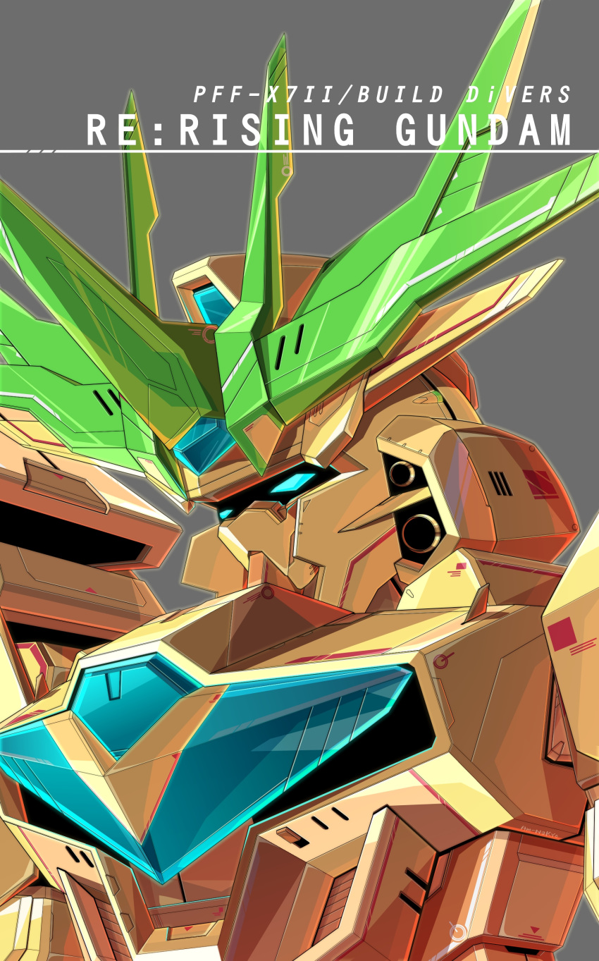 absurdres, azzalea, character_name, close-up, english_commentary, green_eyes, gundam, gundam_build_divers