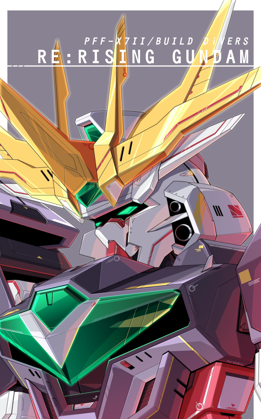 absurdres, azzalea, character_name, close-up, english_commentary, green_eyes, gundam, gundam_build_divers