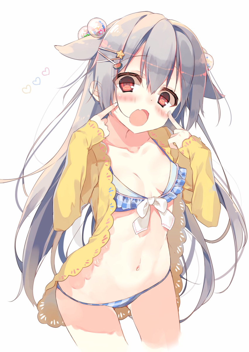 1girl, :o, bangs, bikini, blue_bikini, bow, bow_bikini, breasts