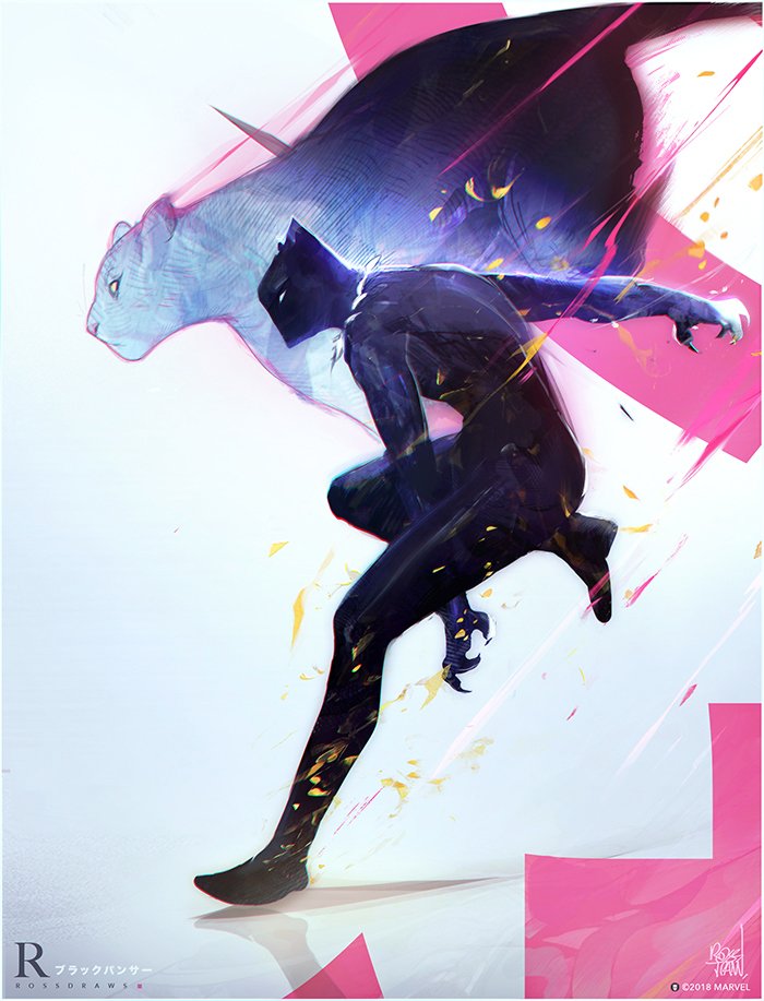 1boy, animal, artist_name, black_bodysuit, black_panther, black_panther_(film), black_panther_(marvel), bodysuit
