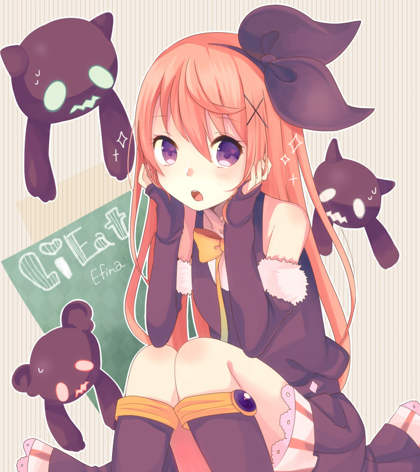 1girl, :o, artist_name, black_legwear, black_ribbon, chalkboard, character_name, commentary_request