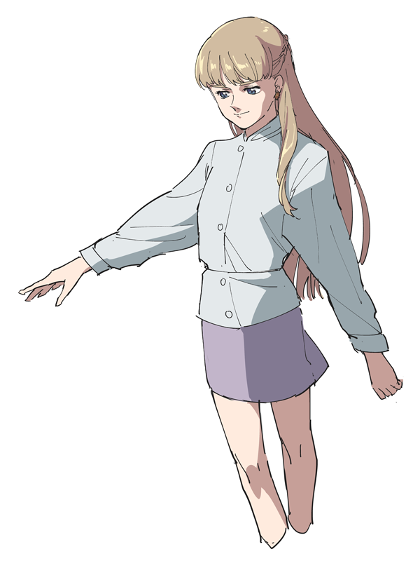 1girl, braid, cowboy_shot, earrings, gundam, gundam_wing, hastune, jewelry