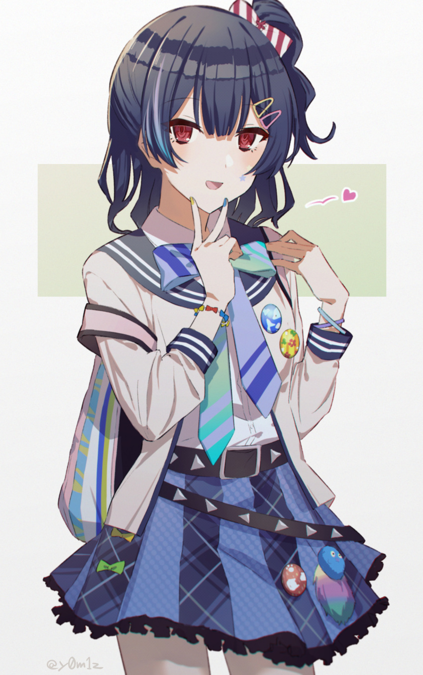 1girl, absurdres, artist_name, backpack, bag, beige_serafuku, belt, blue_bow