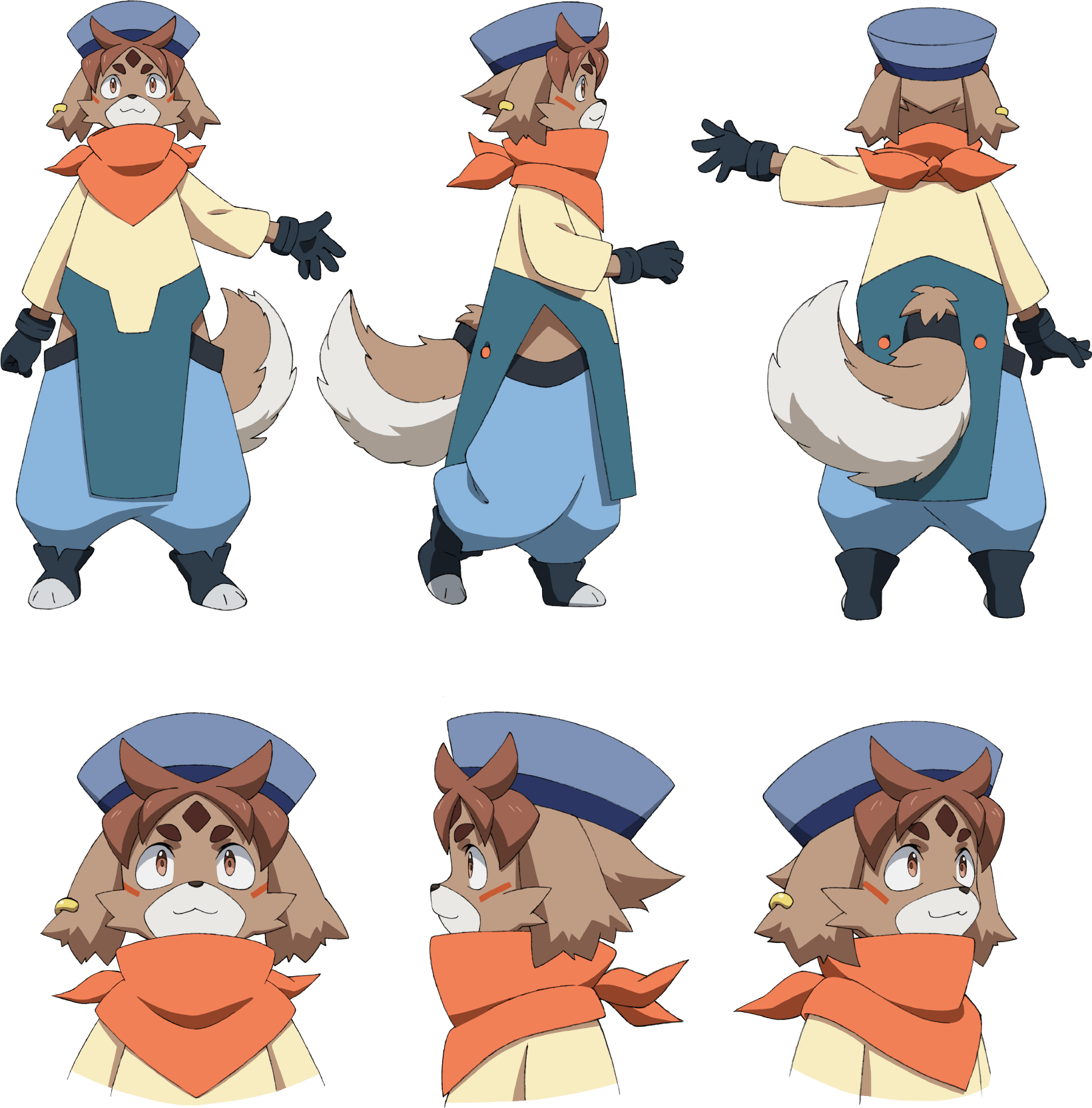 1boy, animal_ears, brown_eyes, character_sheet, dog_boy, dog_ears, dog_tail, freddie_(gundam_build_divers_re:rise)