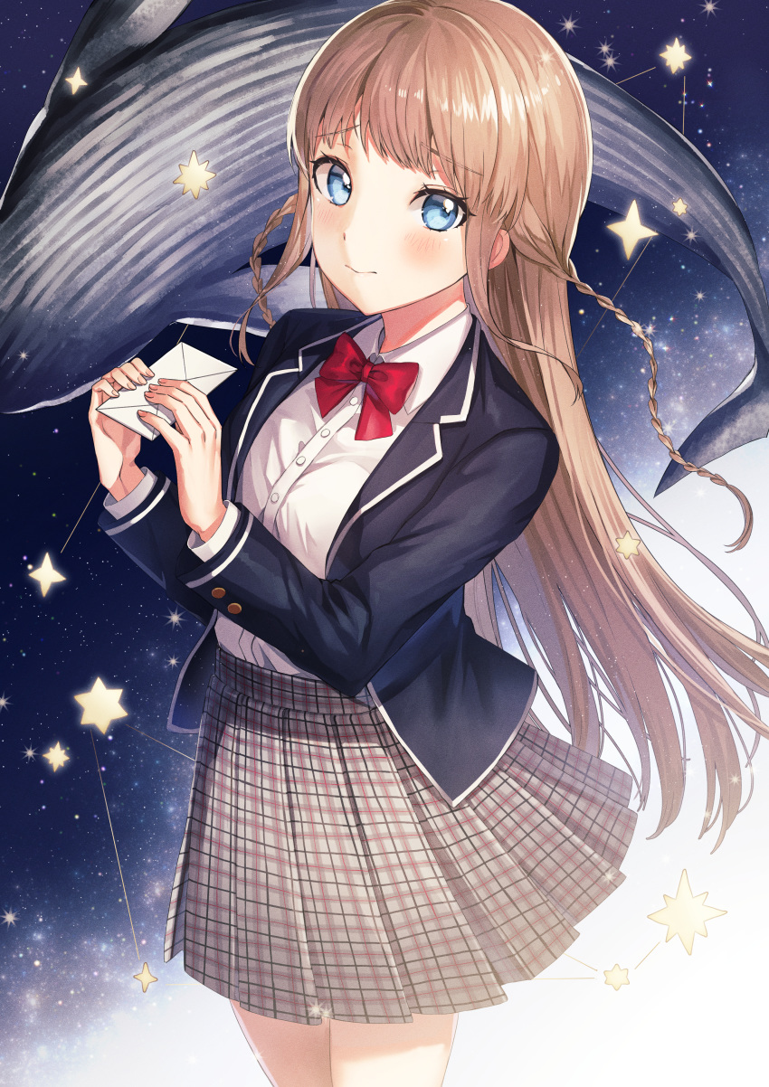 1girl, absurdres, animal, bangs, black_jacket, blazer, blue_eyes, blush