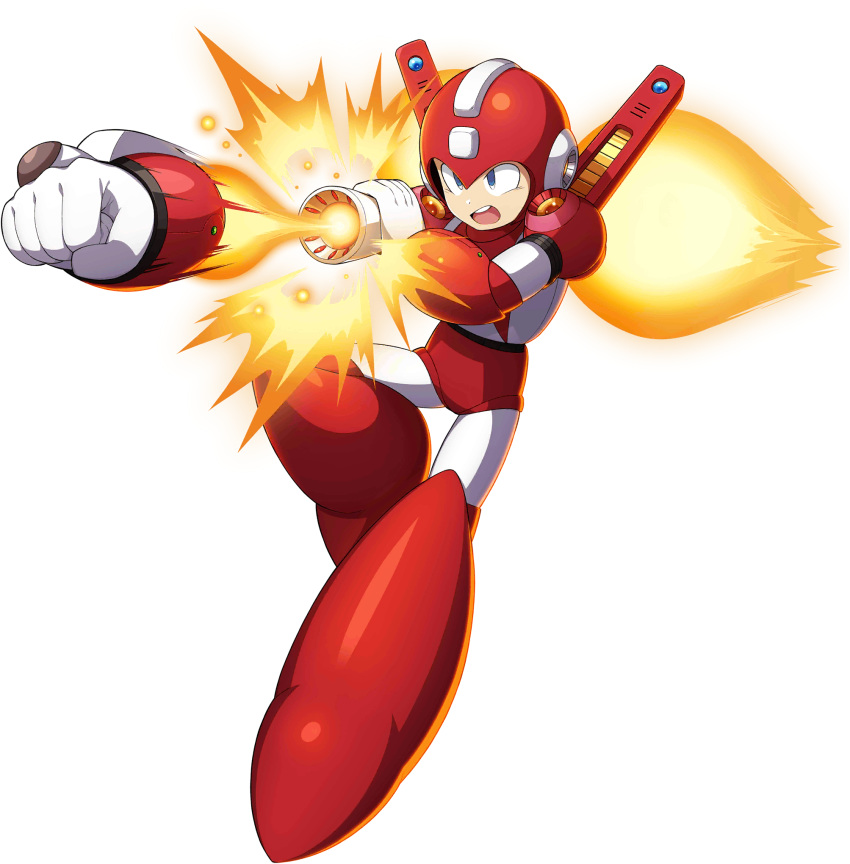 1boy, alternate_form, android, blue_eyes, capcom, full_body, helmet, highres