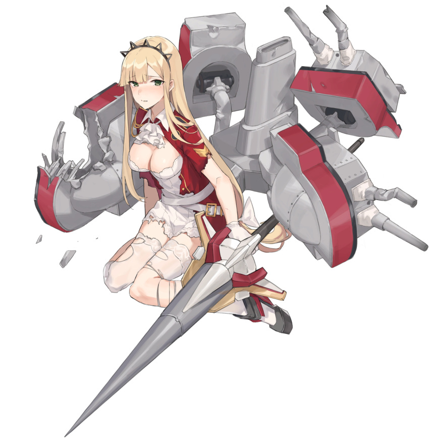 1girl, aiko_(kanl), bangs, blue_oath, blush, breasts, damaged, eyebrows_visible_through_hair