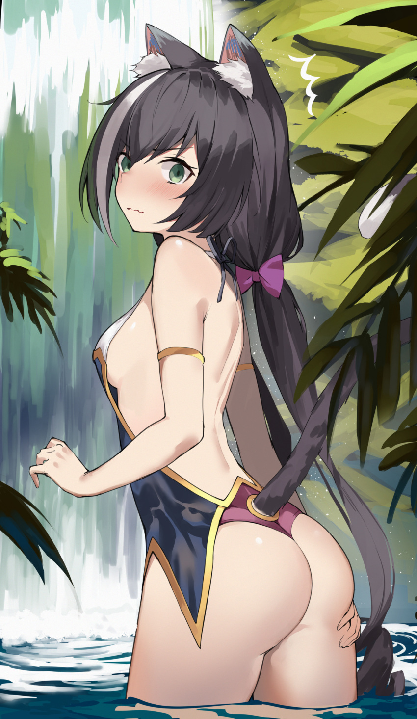 /\/\/\, 1girl, absurdres, animal_ear_fluff, animal_ears, ass, bangs, bare_shoulders