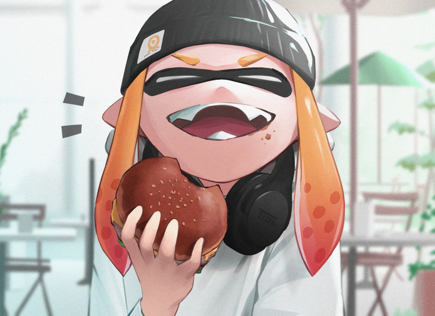 1girl, :d, absurdres, blurry, blurry_background, closed_eyes, commentary, debi