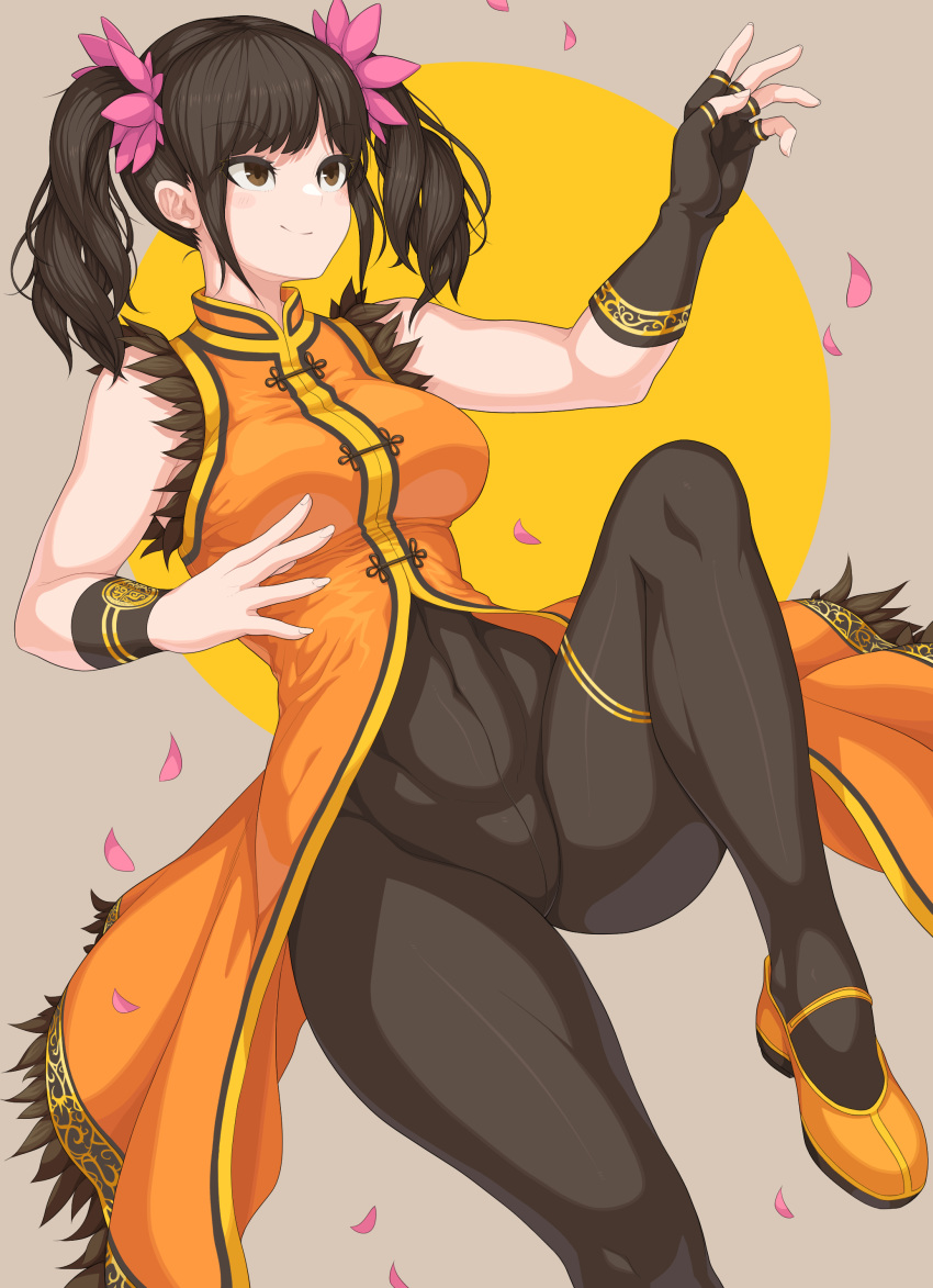 1girl, absurdres, black_gloves, black_hair, blush, blush_stickers, brown_eyes, chinese_clothes