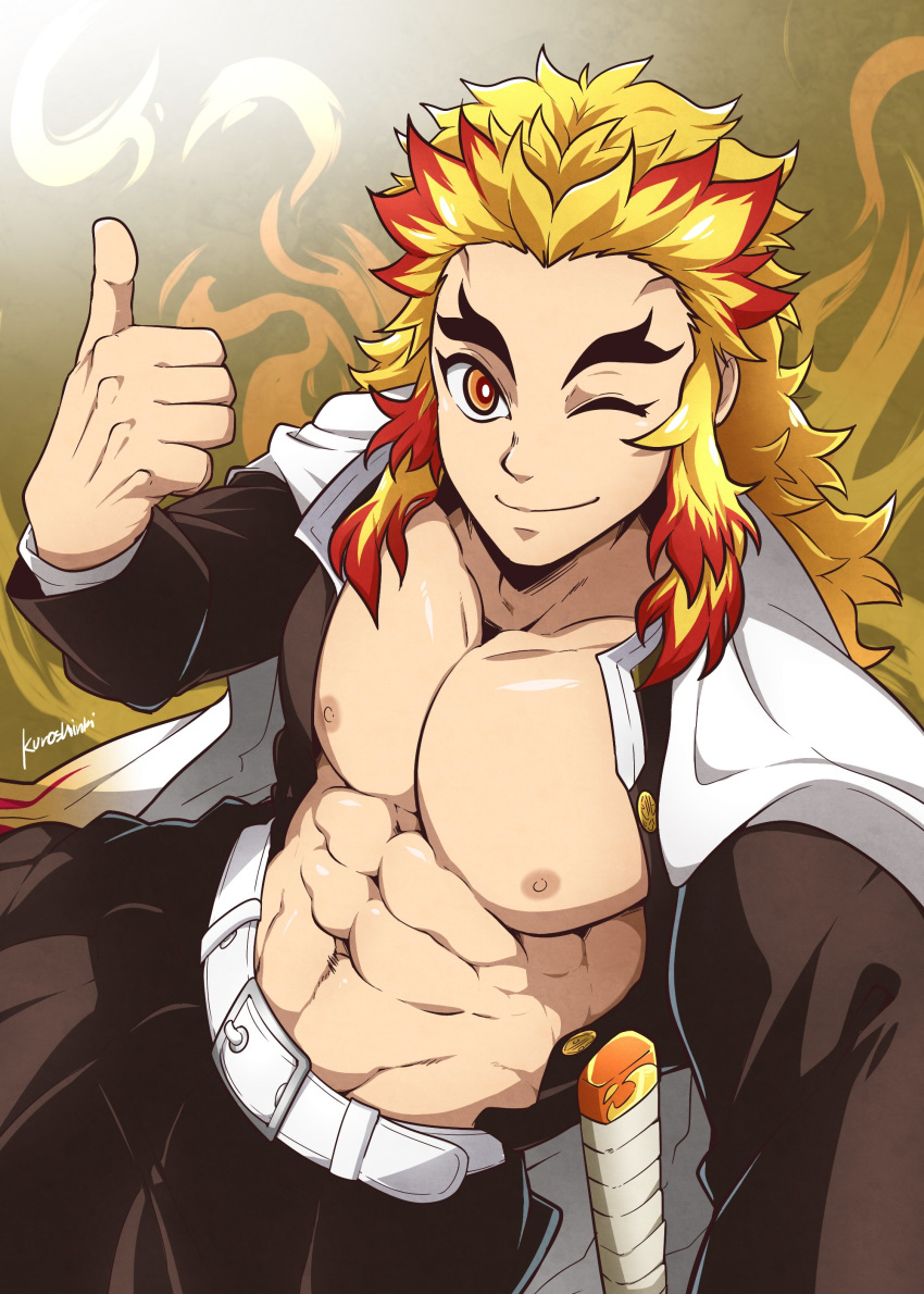 1boy, abs, absurdres, bara, blonde_hair, bulge, chest, highres