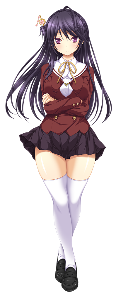 1girl, black_footwear, black_hair, black_skirt, blazer, braid, crossed_arms, crown_braid