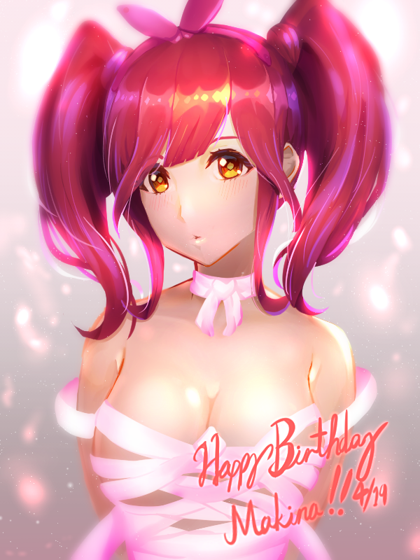 1girl, :o, bangs, breasts, brown_eyes, choker, lanzer, large_breasts