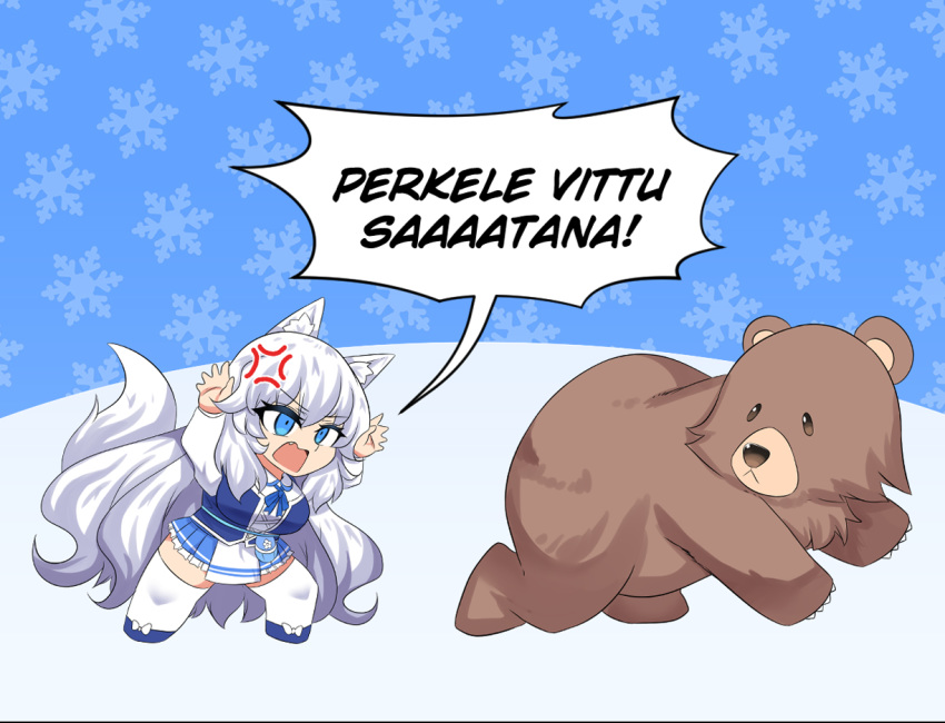 1girl, :d, anger_vein, angry, animal, animal_ear_fluff, animal_ears, arms_up