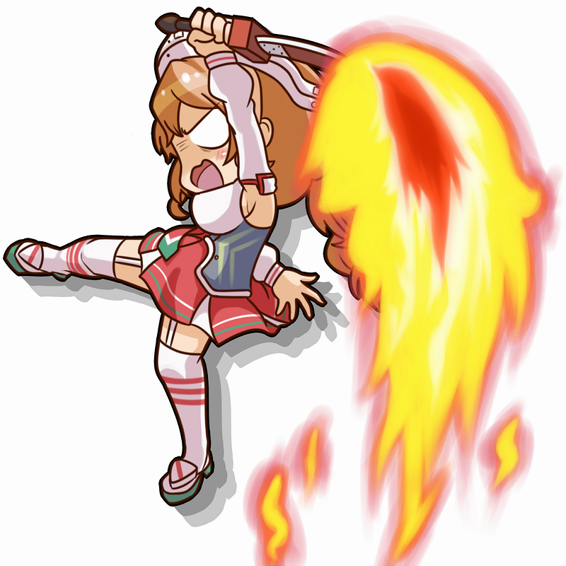 breasts, chibi, fire, garter_straps, guilty_gear, hair_ornament, kantai_collection, large_breasts