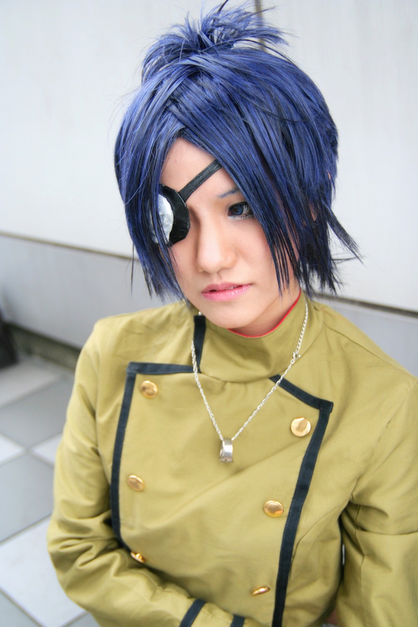 blue_hair, chrome_dokuro, cosplay, eyepatch, isumi, kateikyoushi_hitman_reborn, photo
