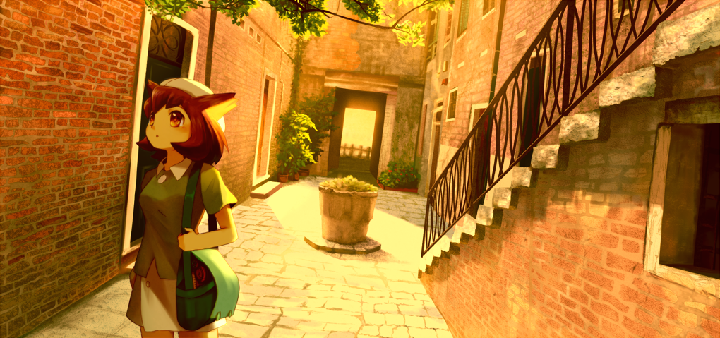 1girl, alley, bag, bangs, bianca_(pokemon_m05), blush, brick_wall, brown_eyes