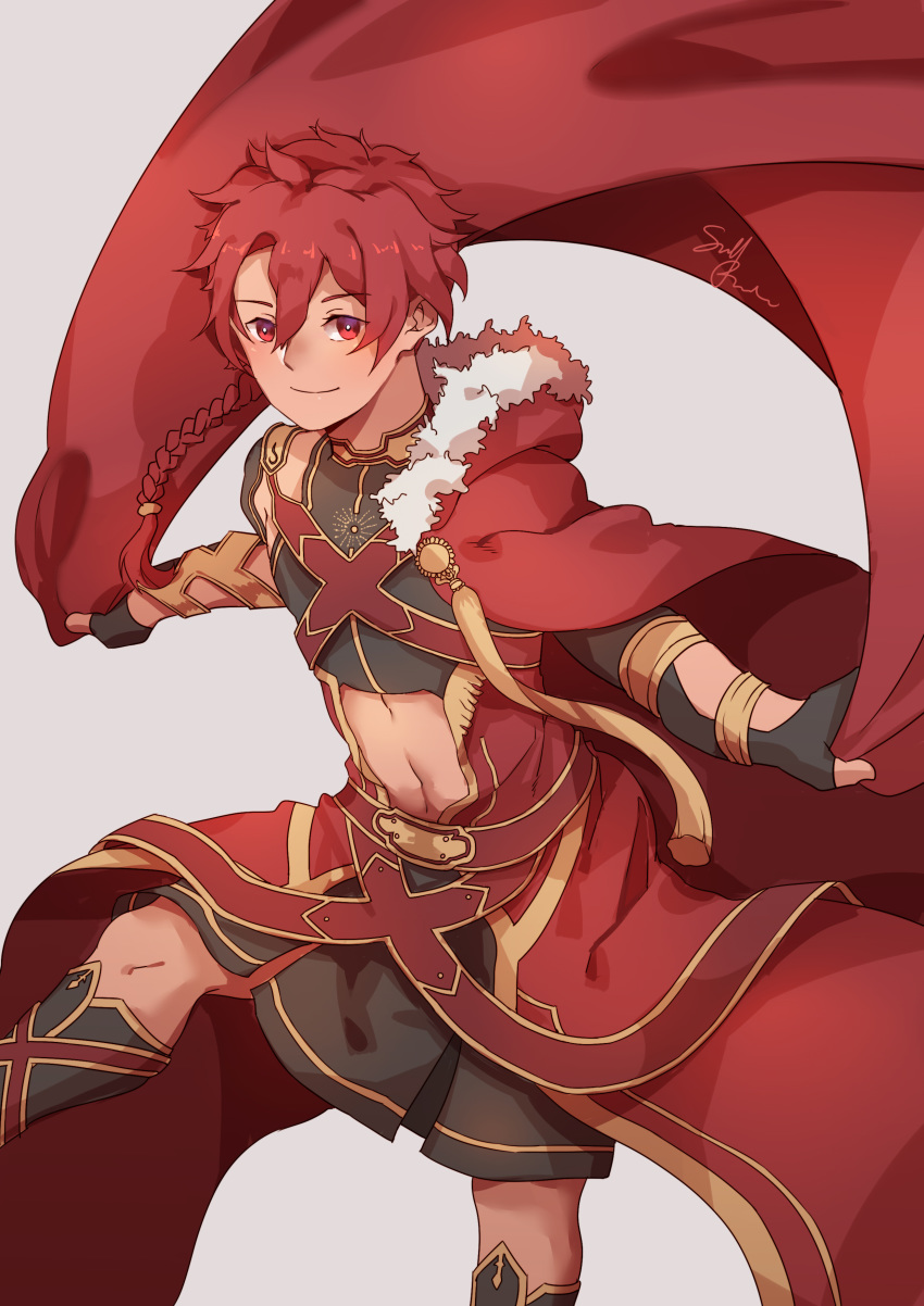 1boy, absurdres, alexander_(fate/grand_order), braid, cape, commentary, cowboy_shot, eyebrows_visible_through_hair