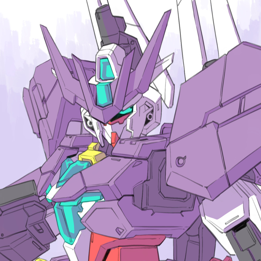aqua_eyes, ayuuuuuu, close-up, grey_background, gundam, gundam_build_divers, gundam_build_divers_re:rise, gunpla