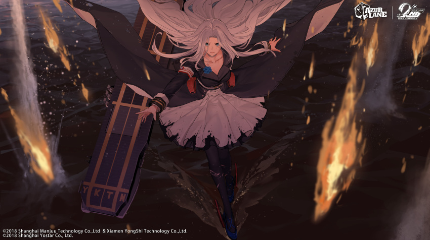 1girl, absurdres, armband, azur_lane, black_coat, black_legwear, blue_eyes, breasts