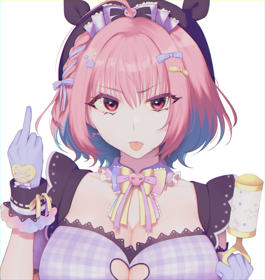 1girl, absurdres, ahoge, alternate_costume, bangs, black_headwear, blue_hair, bow
