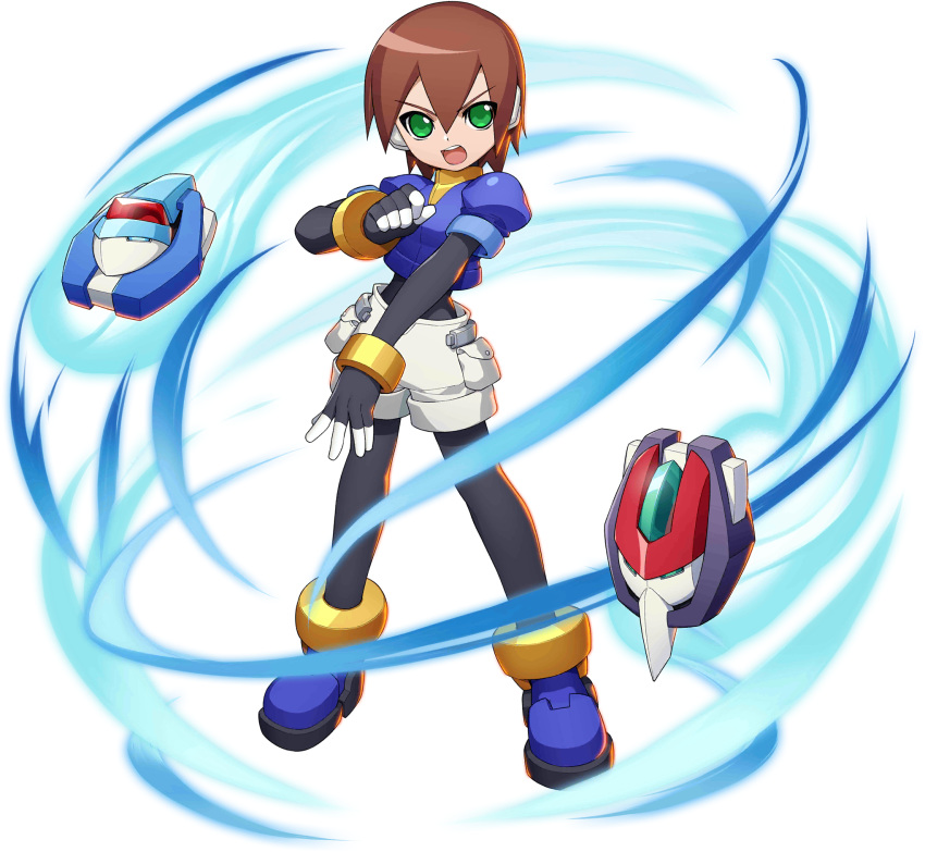 1girl, aile, aile_(mega_man_zx), bodystocking, bodysuit, bracelet, brown_hair, facing_viewer