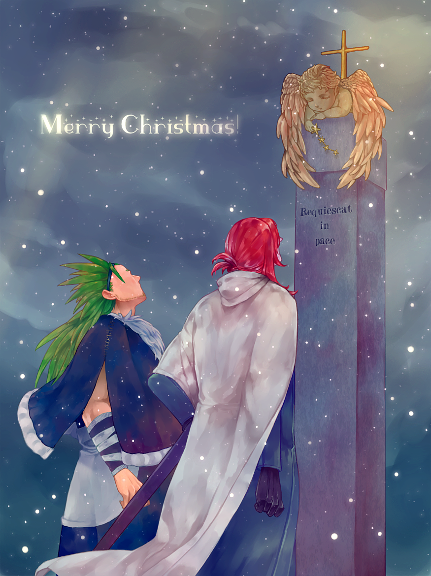 2boys, brothers, capelet, cloak, facial_hair, fur_trim, gannen_harst, gloves