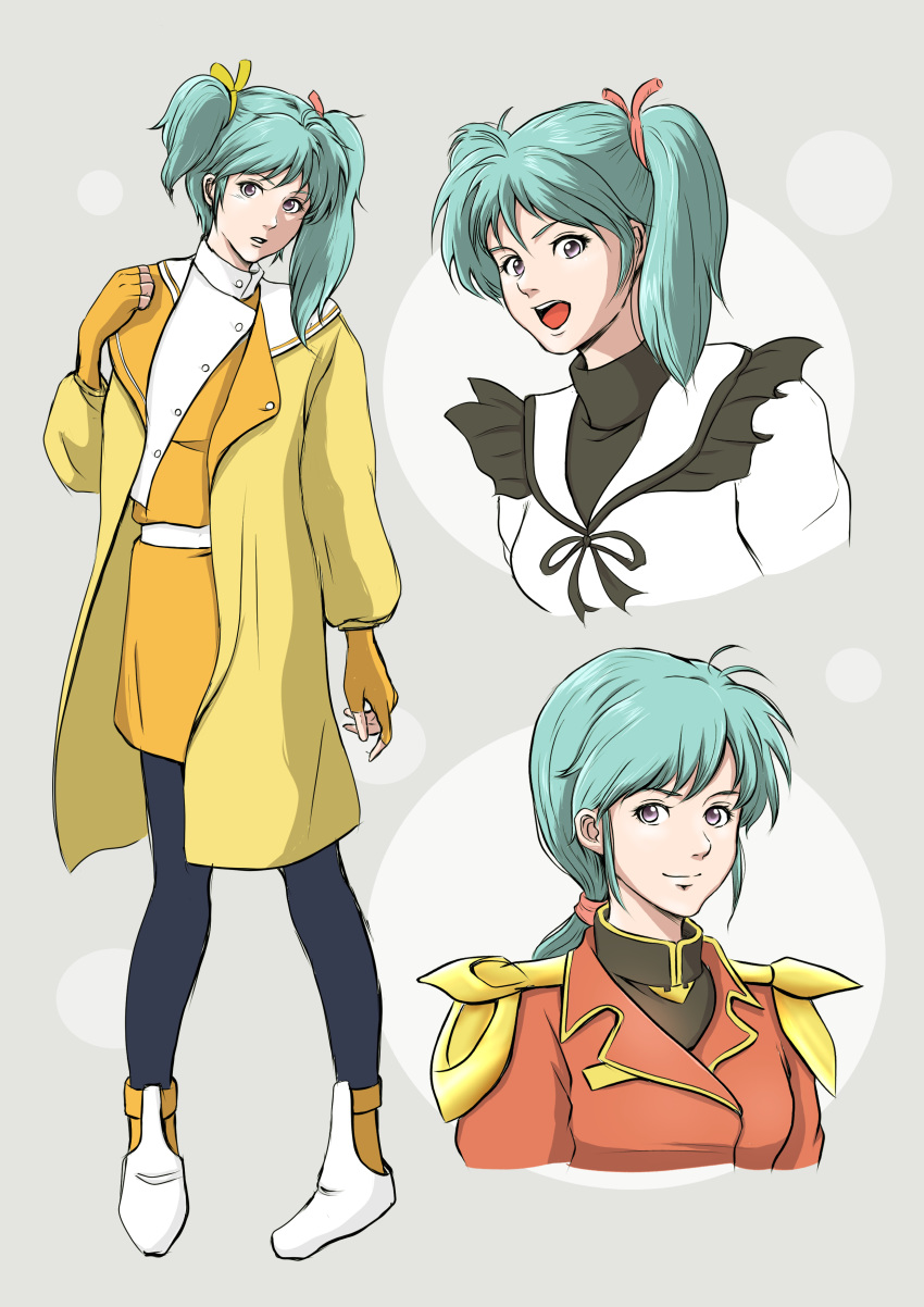 1girl, absurdres, blue_eyes, char's_counterattack, grey_eyes, gundam, hand_on_own_shoulder, highres