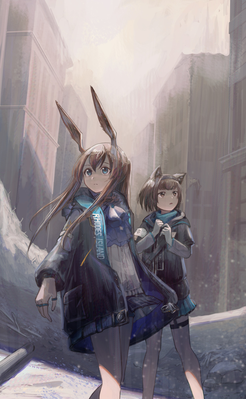 absurdres, amiya_(arknights), animal_ears, arknights, highres, medic_(arknights), rabbit_ears