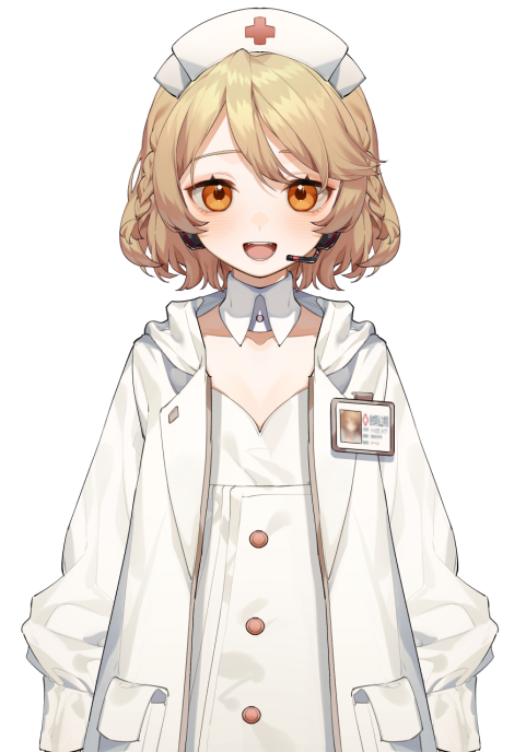 1girl, arms_at_sides, bangs, blurry, bob_cut, braid, brown_hair, commentary