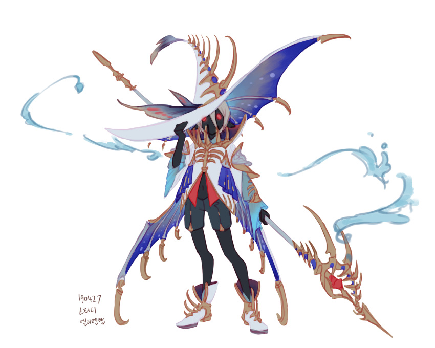 1boy, black_skin, bone, dosol, fish_bone, green_legwear, grey_hair, hair_between_eyes