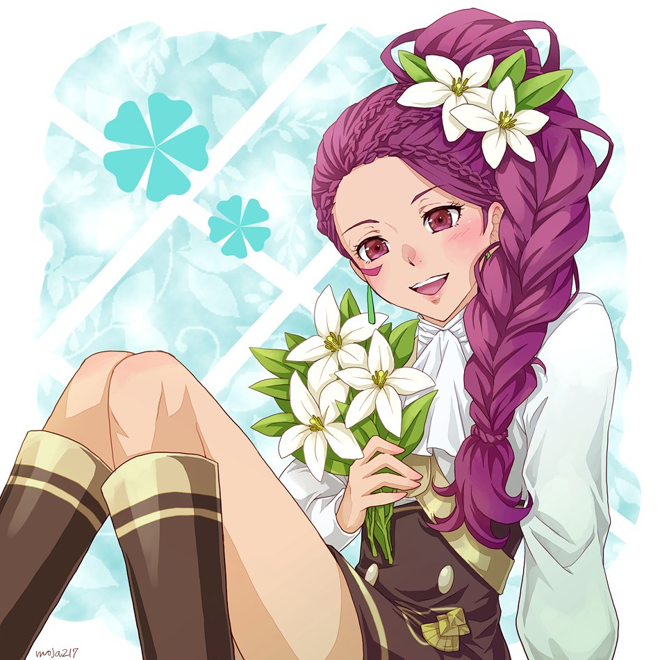 1girl, artist_name, fire_emblem, fire_emblem:_three_houses, flower, garreg_mach_monastery_uniform, hair_flower, hair_ornament