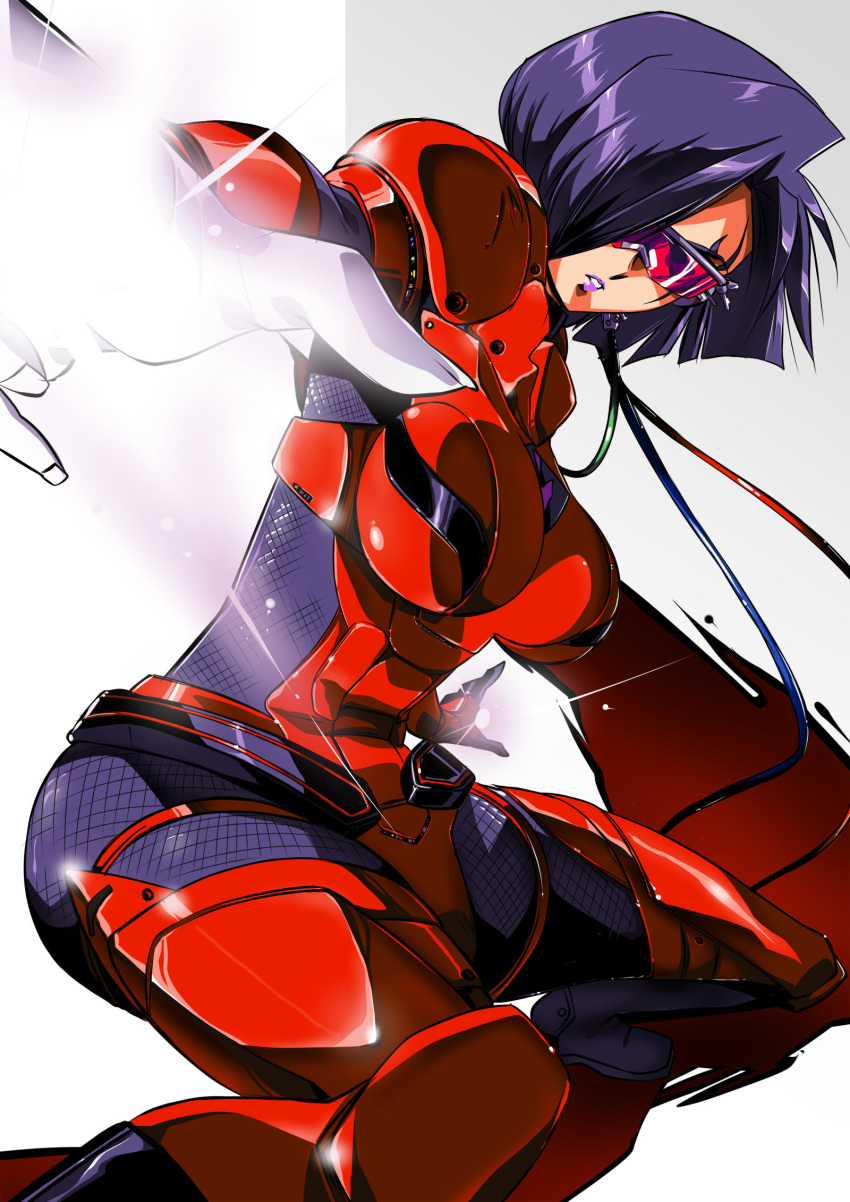 1girl, blue_hair, borrowed_character, breasts, commission, english_commentary, glowing, glowing_hand