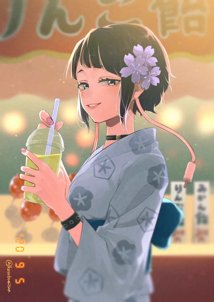 1girl, bangs, black_eyes, black_hair, blurry, blurry_background, blush, boku_no_hero_academia